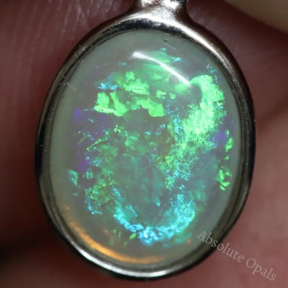 0.67 G Australian Lightning Ridge Solid Semi-Black Opal Pendant Silver L 19.4 Mm Jewellery