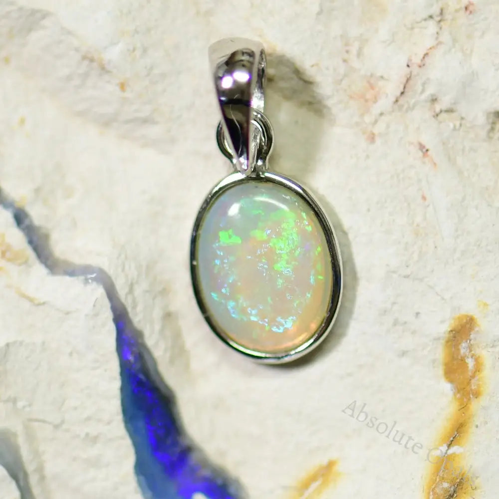 0.67 g Australian Lightning Ridge, Solid Semi-Black Opal, Pendant Silver L 19.4 mm