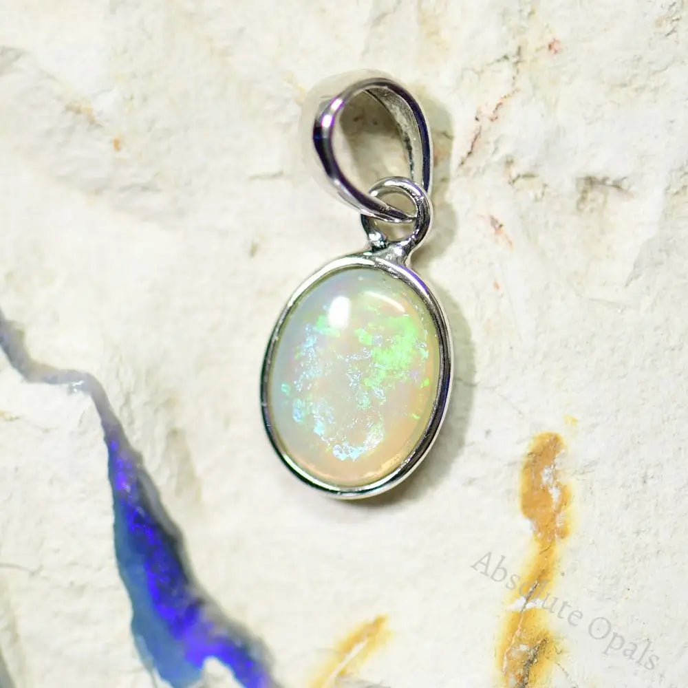 0.67 G Australian Lightning Ridge Solid Semi-Black Opal Pendant Silver L 19.4 Mm Jewellery