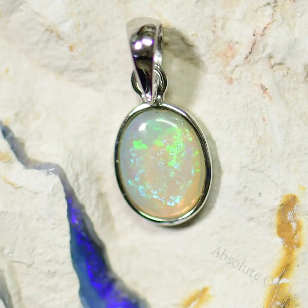 0.67 g Australian Lightning Ridge, Solid Semi-Black Opal, Pendant Silver L 19.4 mm