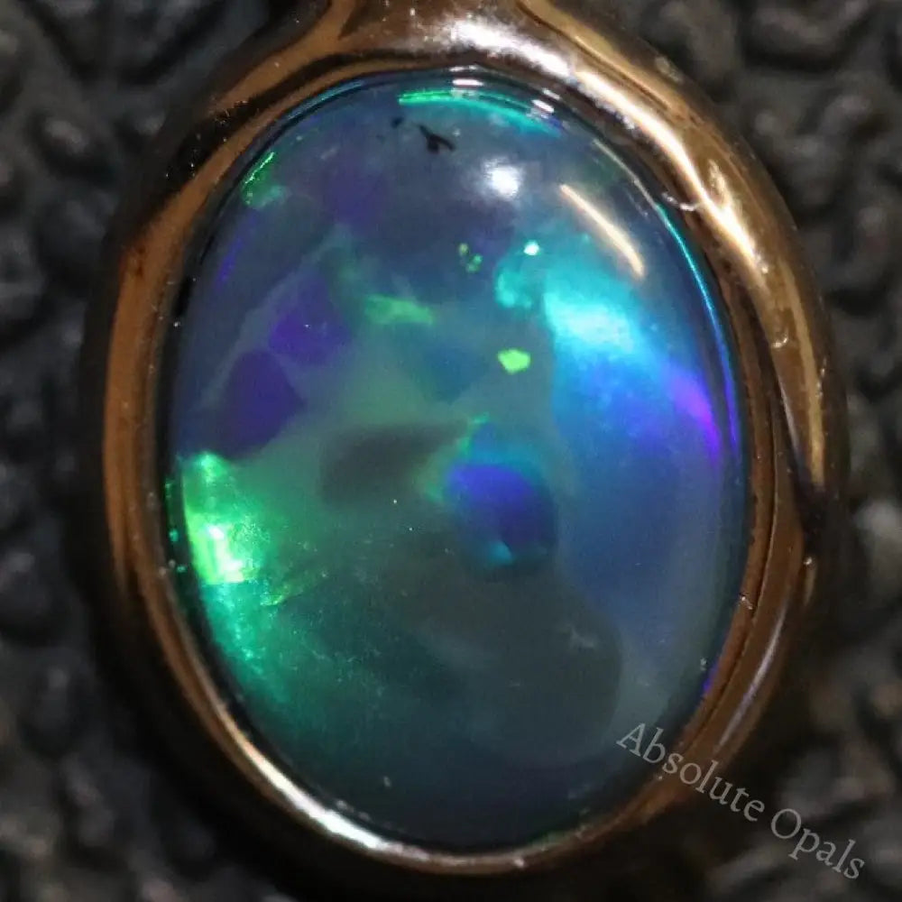 0.70 G Australian Lightning Ridge Solid Black Opal Pendant Silver L17.8 Mm Jewellery