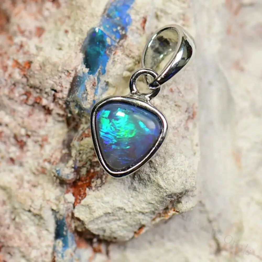 Australian Lightning Ridge, Solid Opal Pendant, Silver