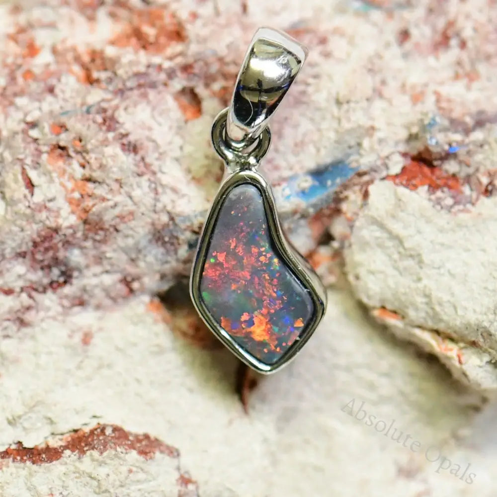 0.76G Australian Lightning Ridge Solid Opal Pendant Silver L19.3 Mm Jewellery