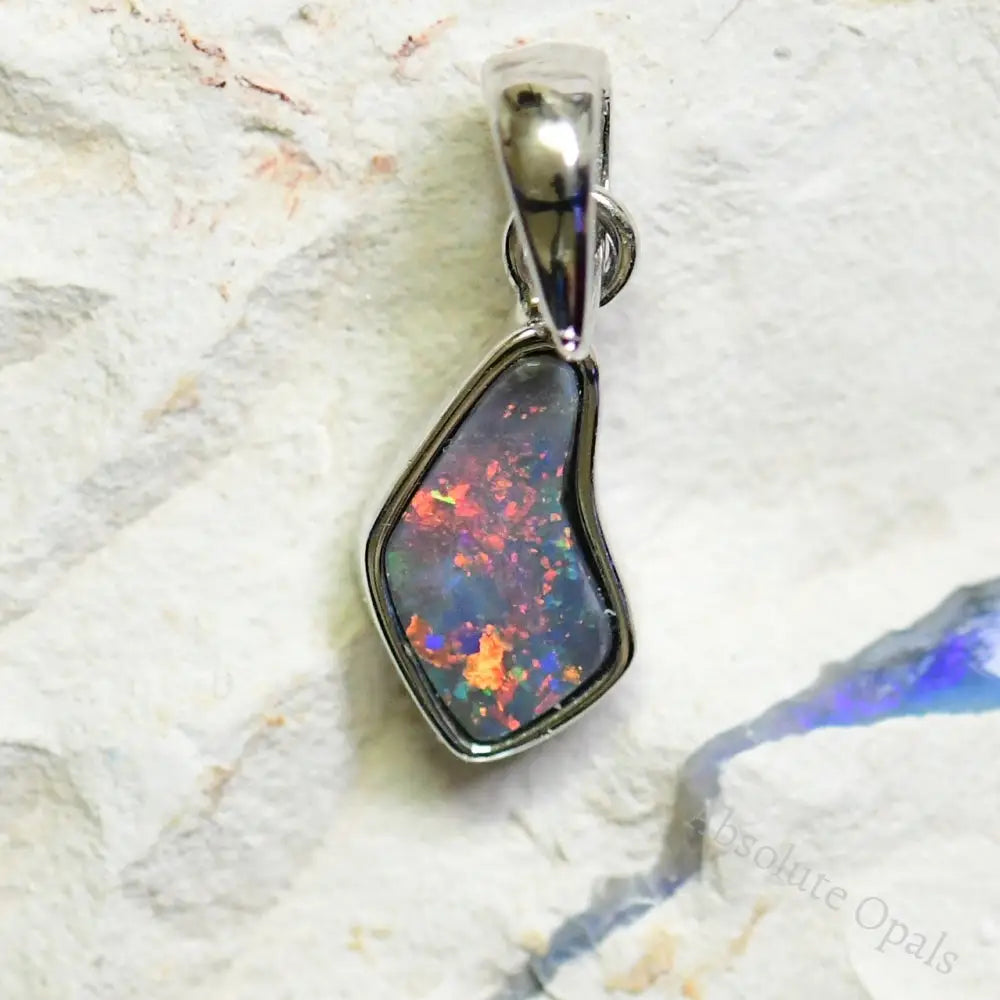 Australian Lightning Ridge Solid Opal Pendant Silver