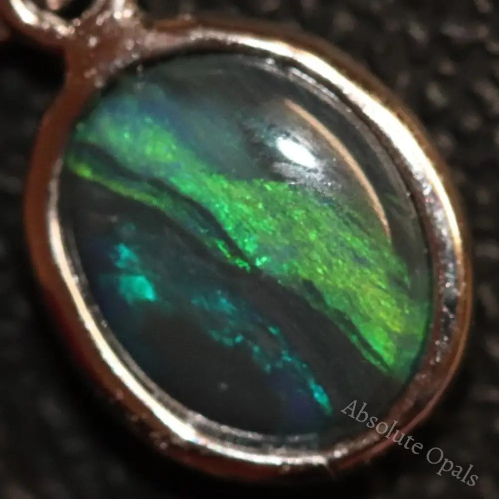  Australian Lightning Ridge Solid  Black Opal Pendant Silver