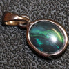  Australian Lightning Ridge Solid  Black Opal Pendant Silver