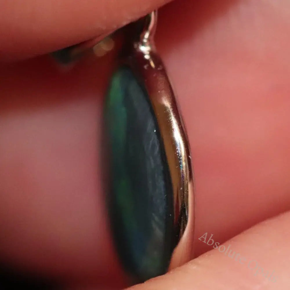 0.80 G Australian Lightning Ridge Solid Black Opal Pendant Silver L19.7 Mm Jewellery