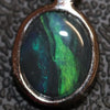  Australian Lightning Ridge Solid  Black Opal Pendant Silver