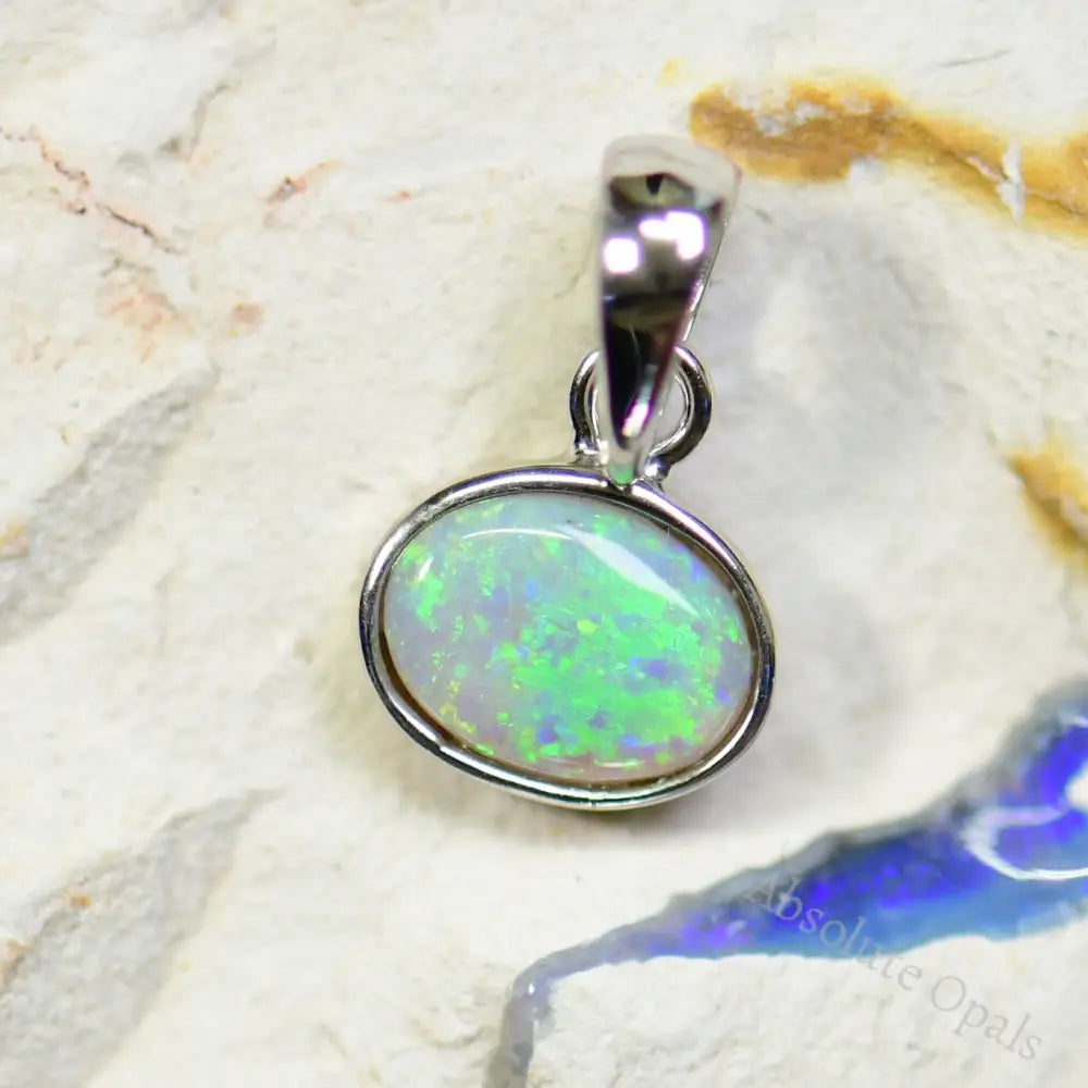 Australian Lightning Ridge Solid Semi-Black Opal Pendant Silver