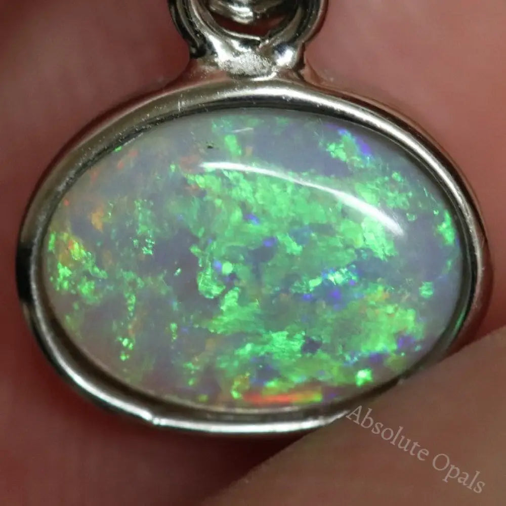 0.82 G Australian Lightning Ridge Solid Semi-Black Opal Pendant Silver L 16.7 Mm Jewellery