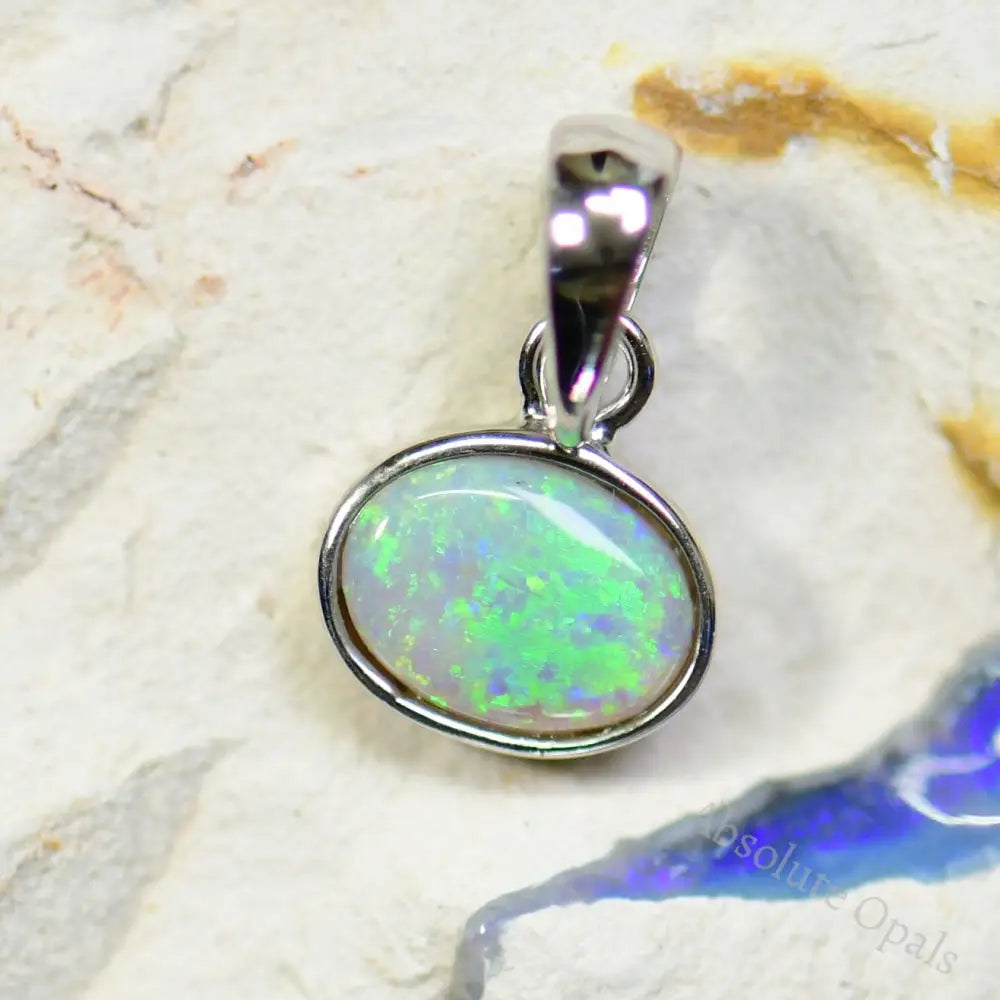 Australian Lightning Ridge Solid Semi-Black Opal Pendant Silver