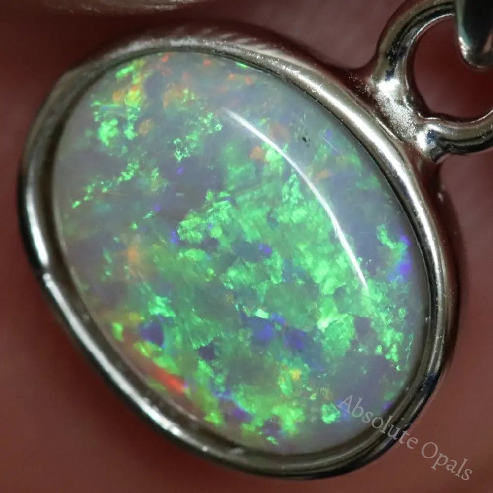 Australian Lightning Ridge Solid Semi-Black Opal Pendant Silver