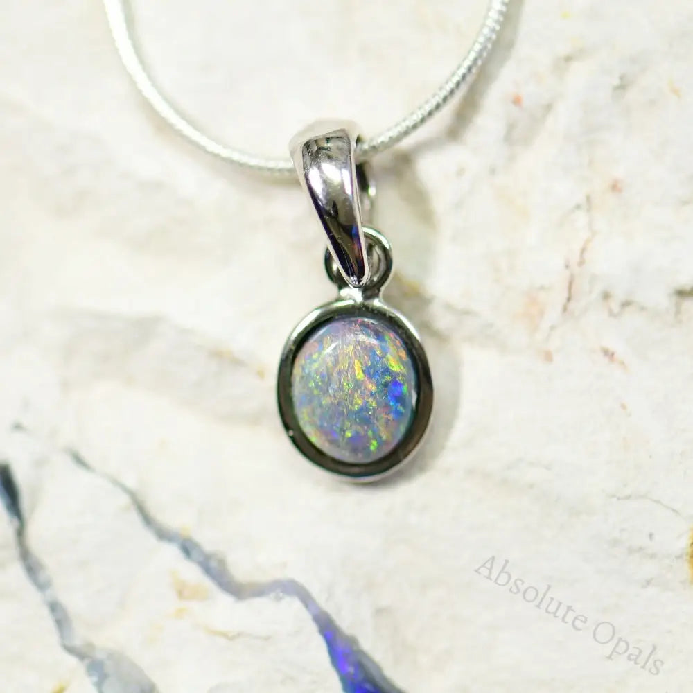 Australian Lightning Ridge Solid Opal Pendant Silver