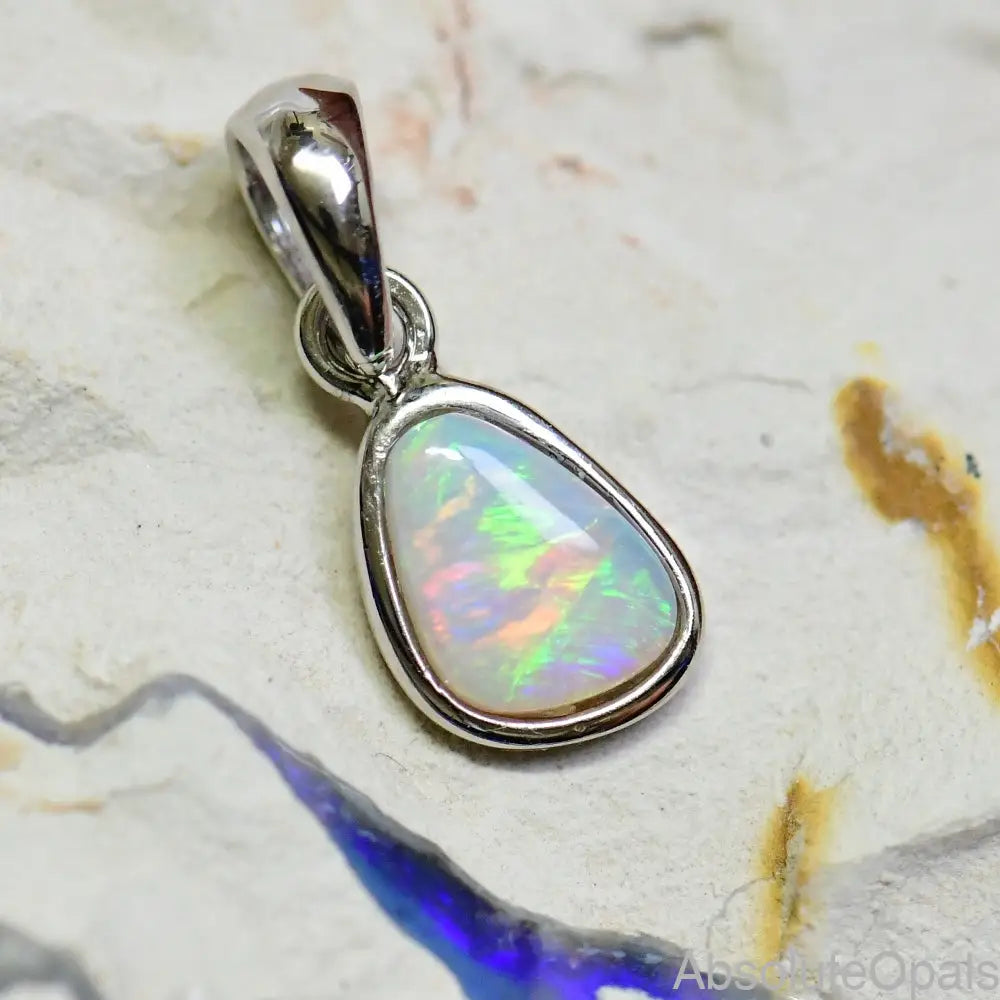 Australian Lightning Ridge Solid Opal Pendant Silver