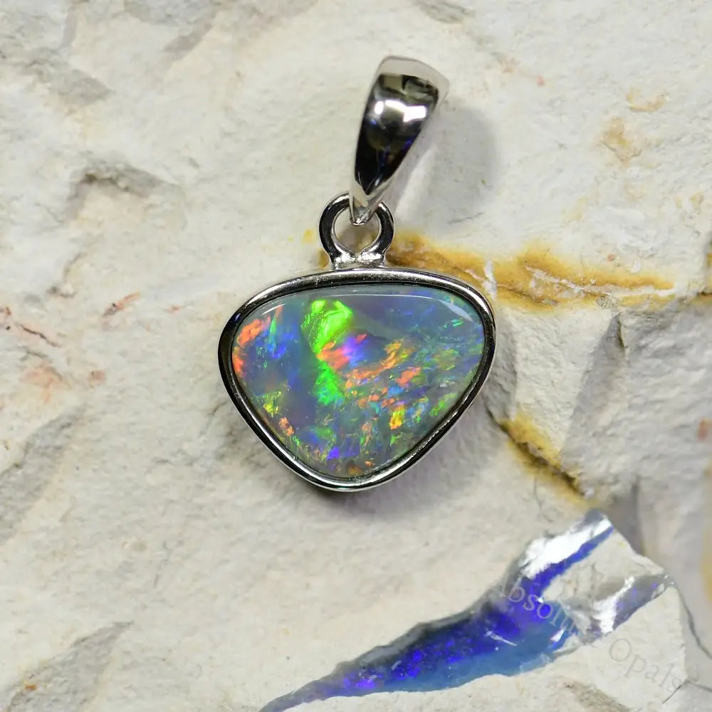 Australian Lightning Ridge, Solid Opal Pendant, Silver