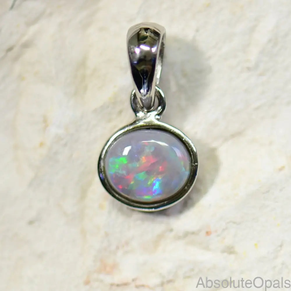 Australian Lightning Ridge Solid Opal Pendant Silver