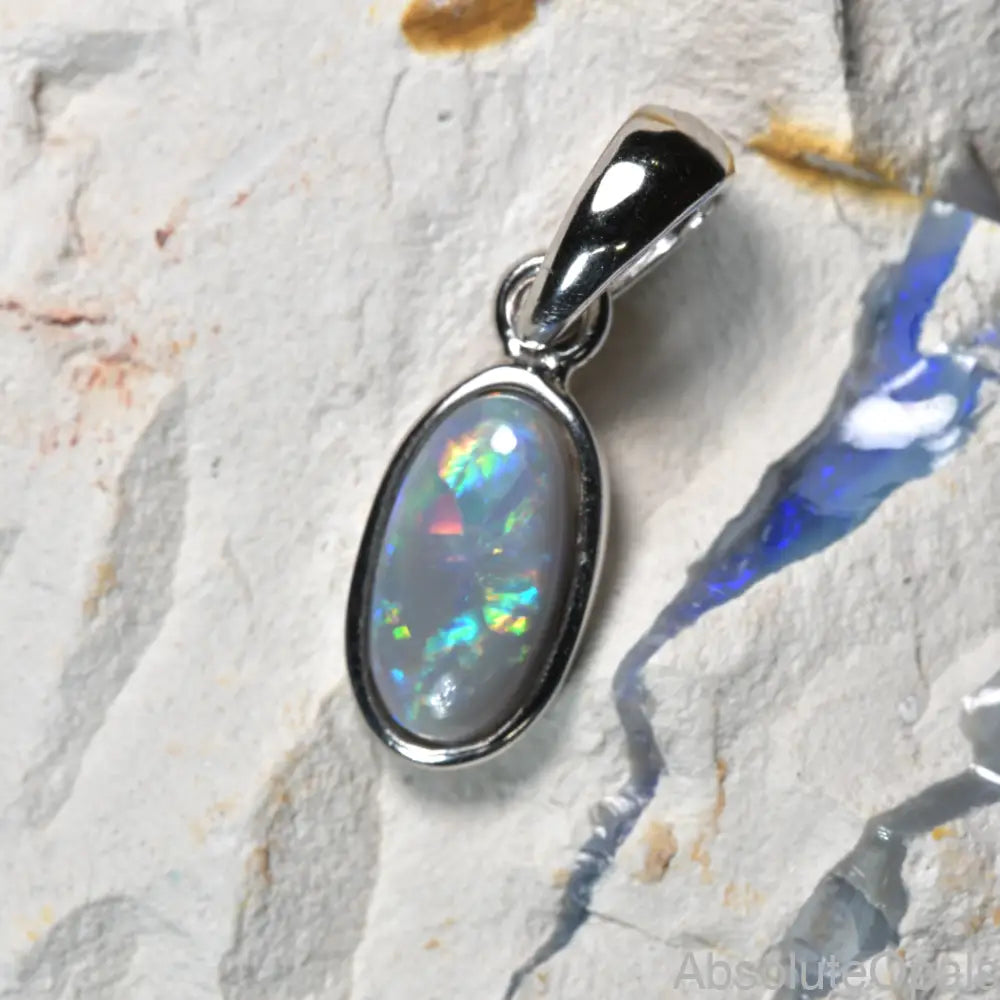 Australian Lightning Ridge Solid Opal Pendant Silver 