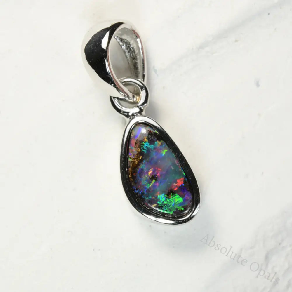 Unique Australian Boulder Opal pendant with silver setting