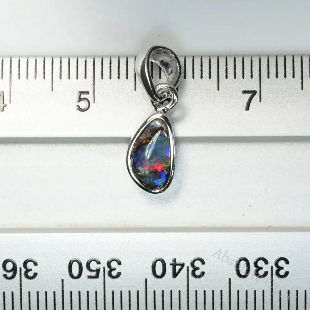 0.97 g Australian Boulder Opal Pendant with Silver  : L 19.5 mm