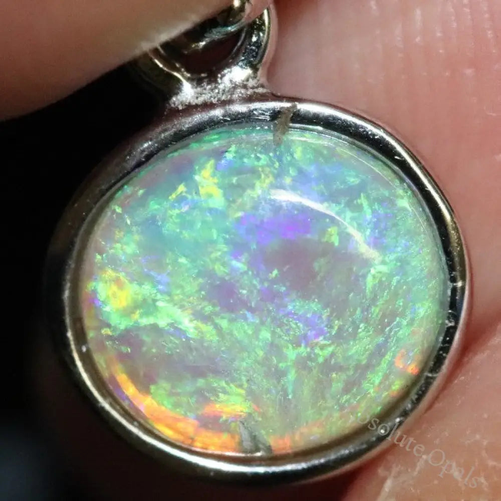 0.97 G Australian Lightning Ridge Solid Semi-Black Crystal Opal Pendant Silver L 17.0 Mm Jewellery