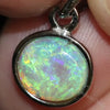 0.97 G Australian Lightning Ridge Solid Semi-Black Crystal Opal Pendant Silver L 17.0 Mm Jewellery