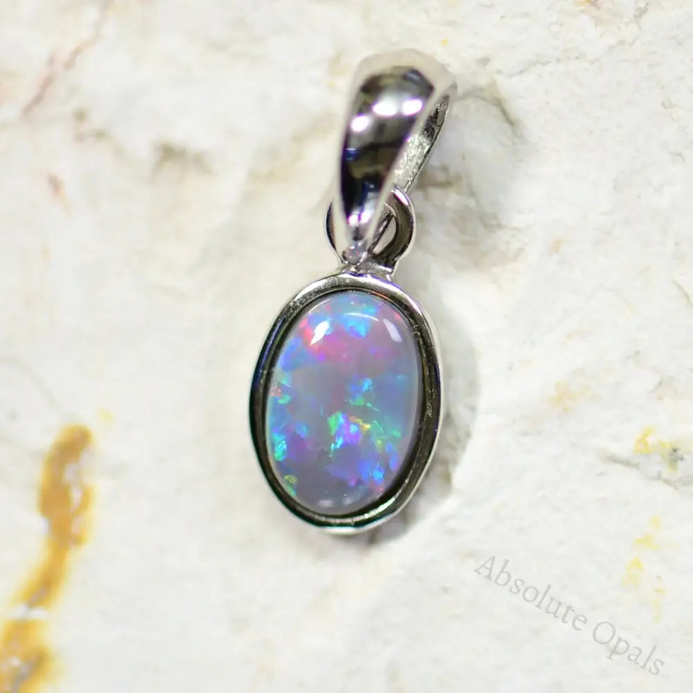 Australian Lightning Ridge Solid Opal Pendant Silver