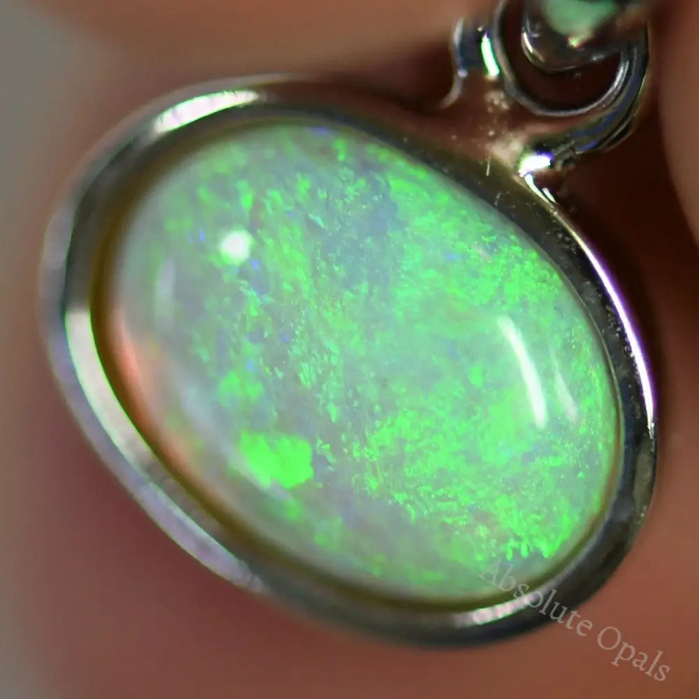 1.03 G Australian Lightning Ridge Solid Opal Pendant Silver L 17.9 Mm Jewellery