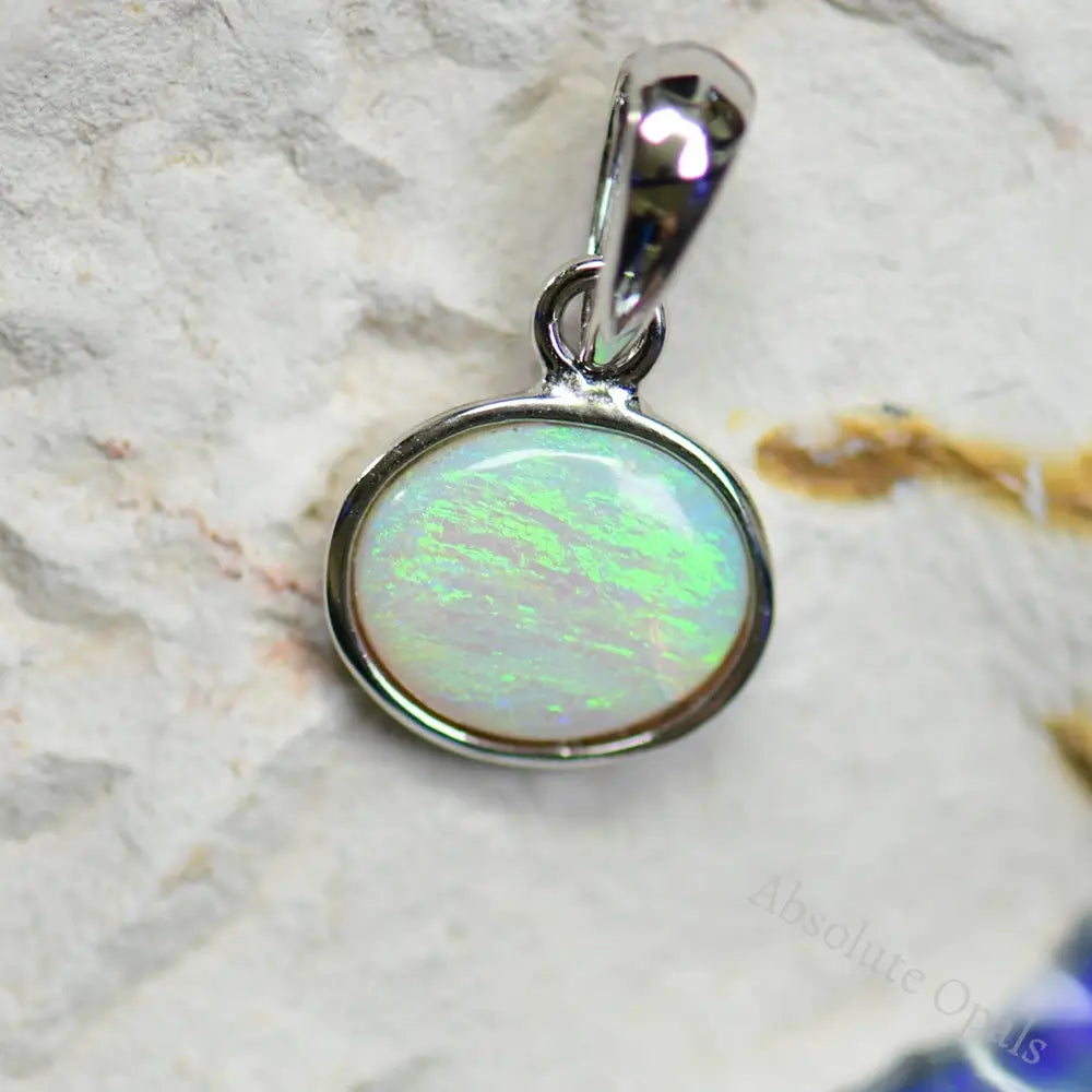 Australian Lightning Ridge Solid Opal Pendant Silver