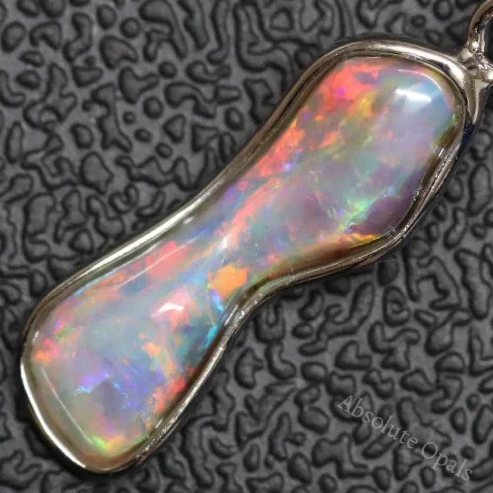 1.06 G Australian Lightning Ridge Solid Semi-Black Opal Pendant Silver L 26.7 Mm Jewellery