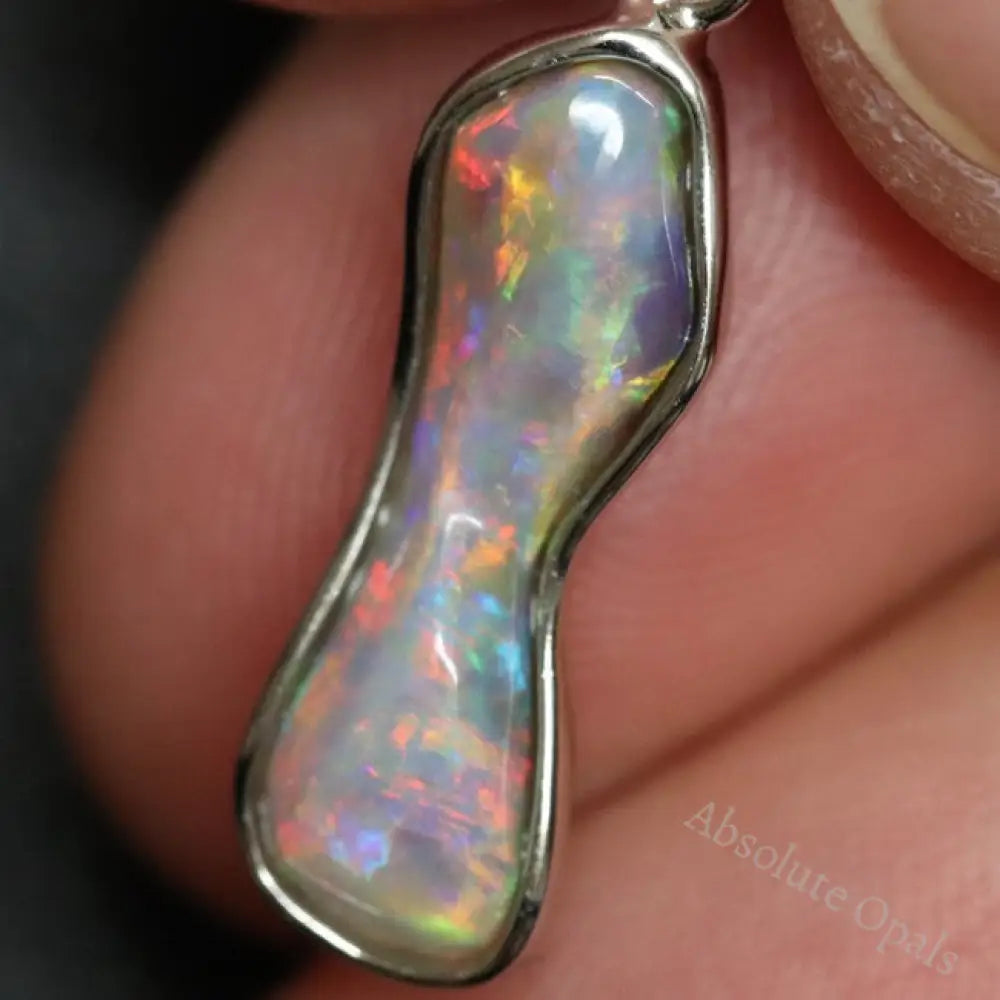 1.06 G Australian Lightning Ridge Solid Semi-Black Opal Pendant Silver L 26.7 Mm Jewellery