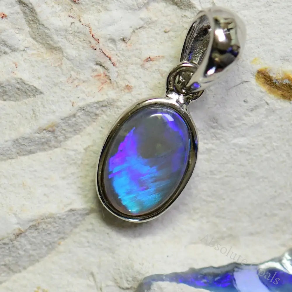 Australian Lightning Ridge Solid Opal Pendant Silver