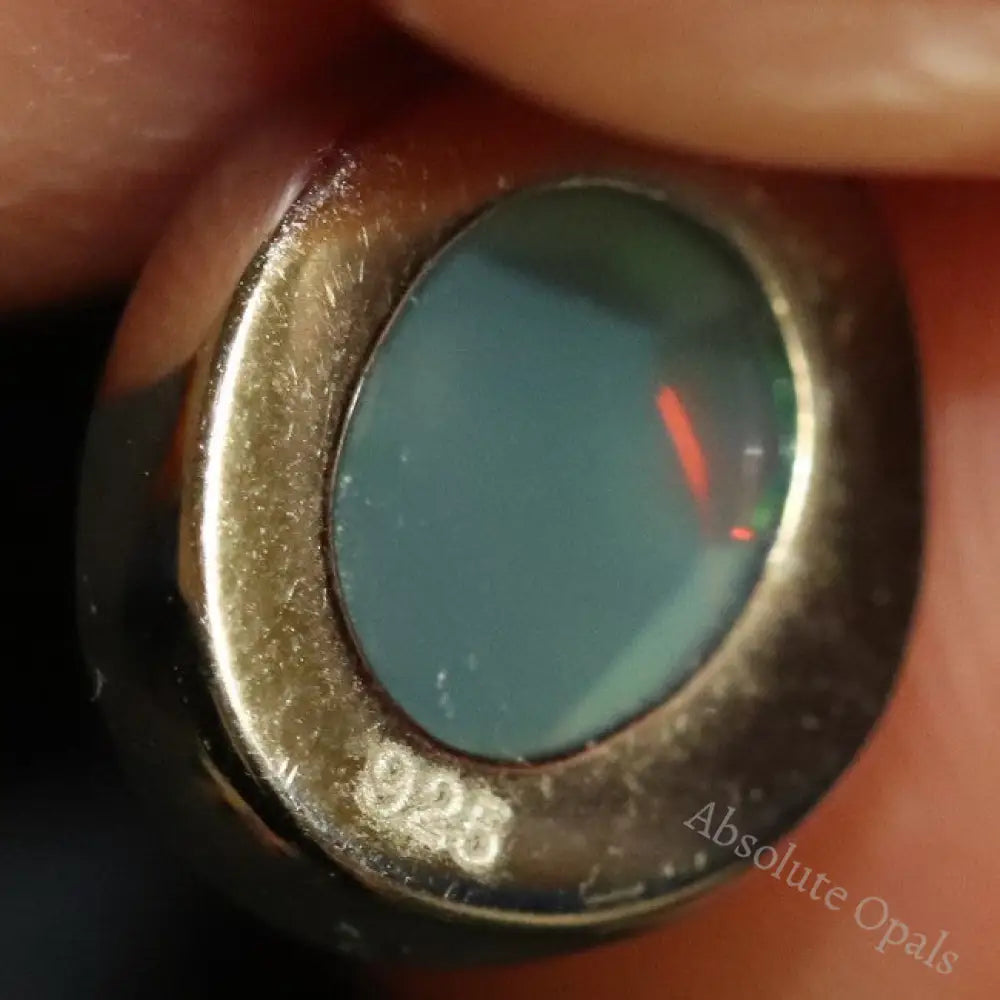 1.10 G Australian Lightning Ridge Solid Black Opal Silver Pendant L17.6 Mm Jewellery