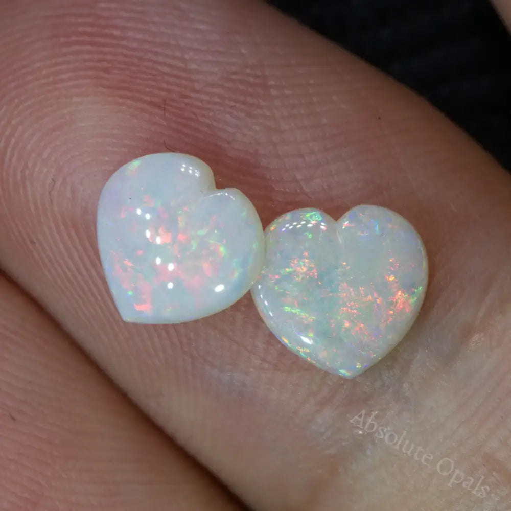 Light opal cabochon pair