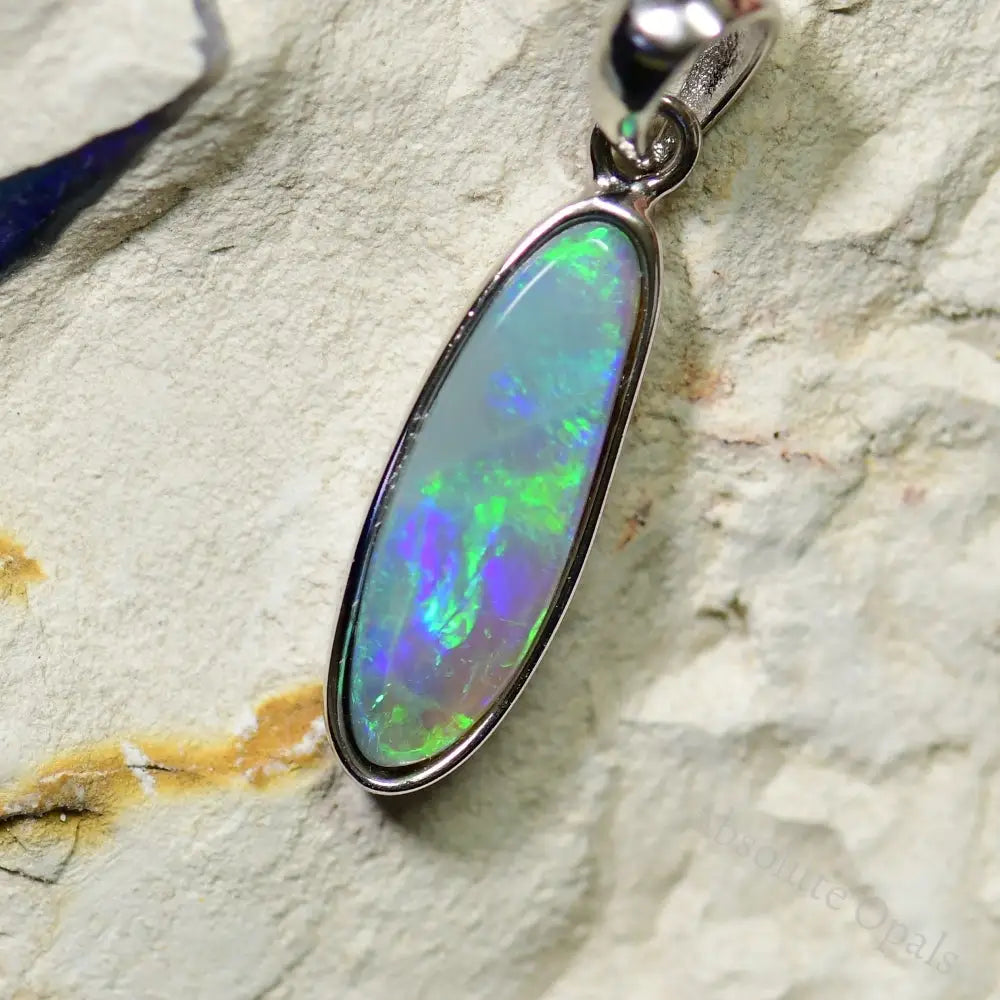 Australian Lightning Ridge, Solid Opal Pendant, Silver