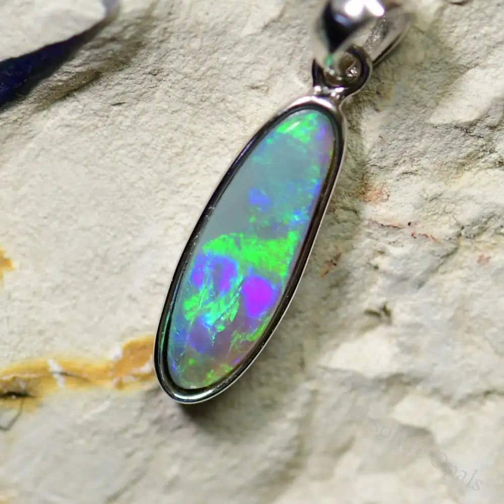 Australian Lightning Ridge, Solid Opal Pendant, Silver