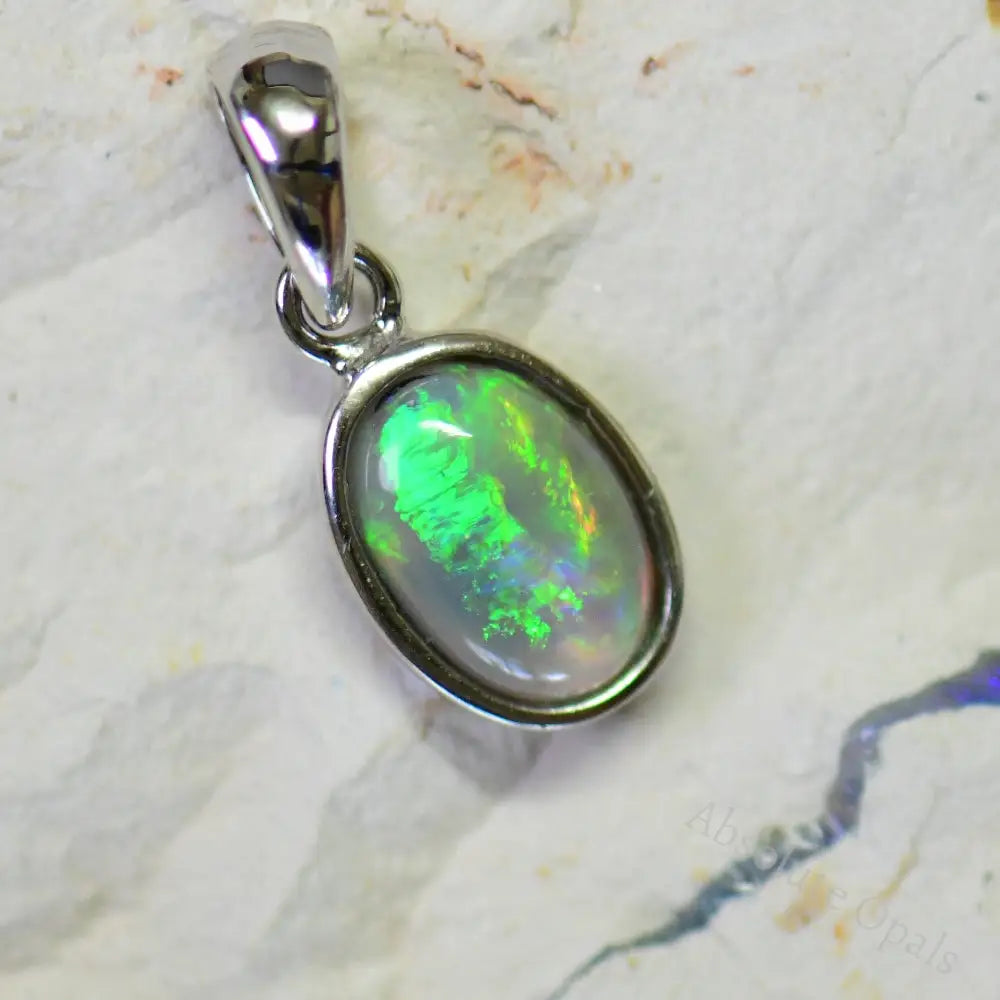 Australian Lightning Ridge Solid Opal Pendant Silver