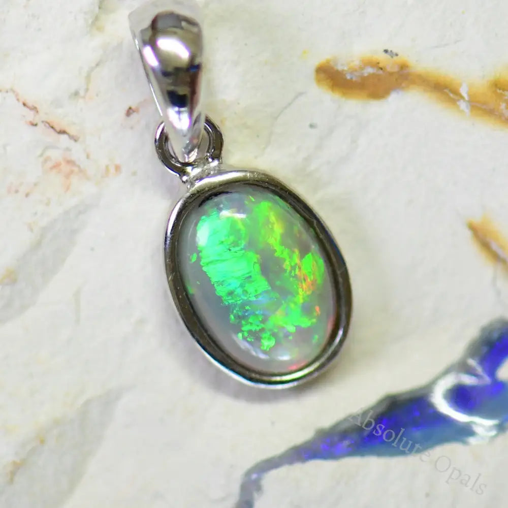 Australian Lightning Ridge Solid Opal Pendant Silver