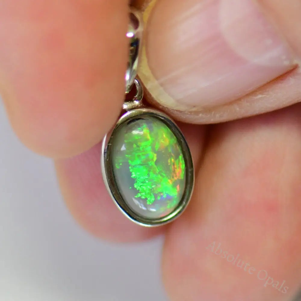 1.14G Australian Lightning Ridge Solid Opal Pendant Silver L20.1 Mm Jewellery