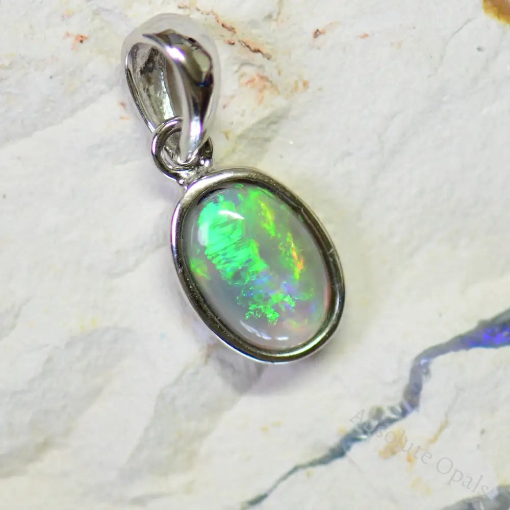 1.14G Australian Lightning Ridge Solid Opal Pendant Silver L20.1 Mm Jewellery