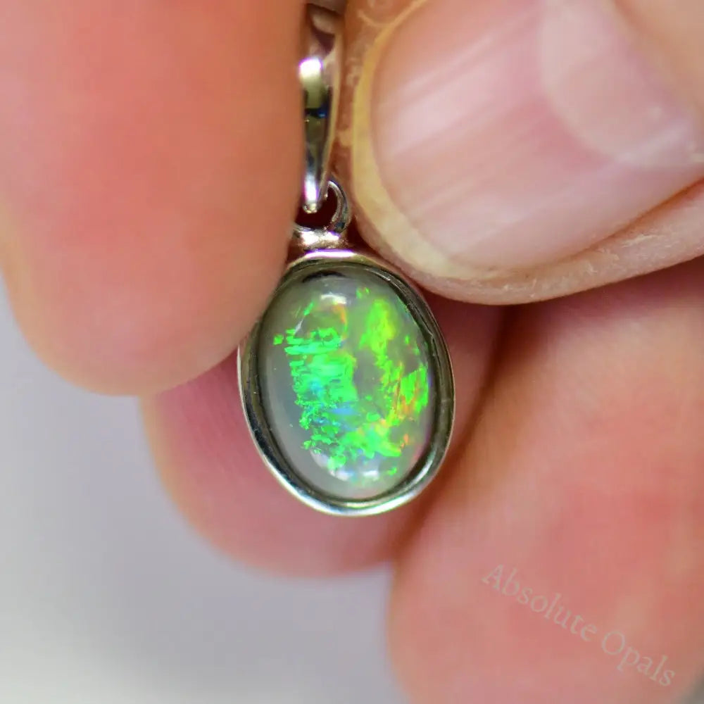 1.14G Australian Lightning Ridge Solid Opal Pendant Silver L20.1 Mm Jewellery