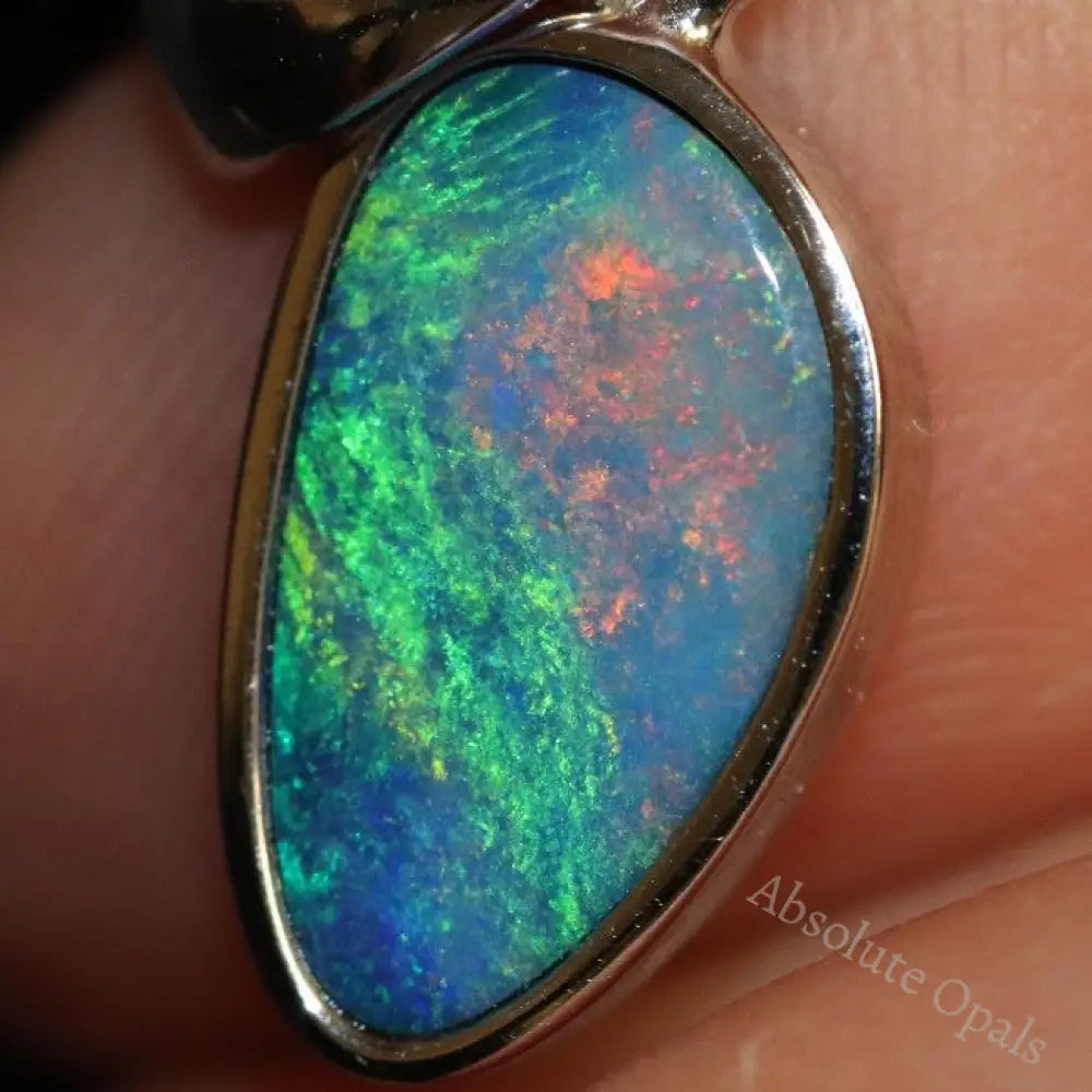 1.15 G Australian Doublet Opal With Silver Pendant: L 21.9 Mm Jewellery