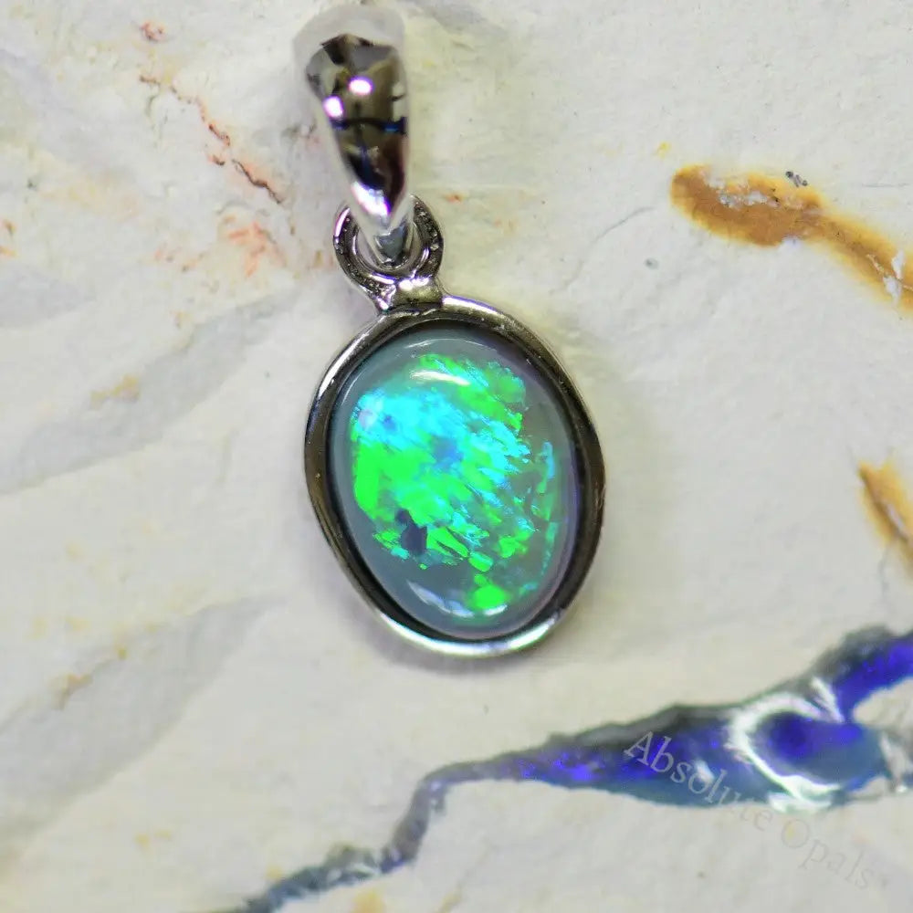 Australian Lightning Ridge Solid Opal Pendant Silver