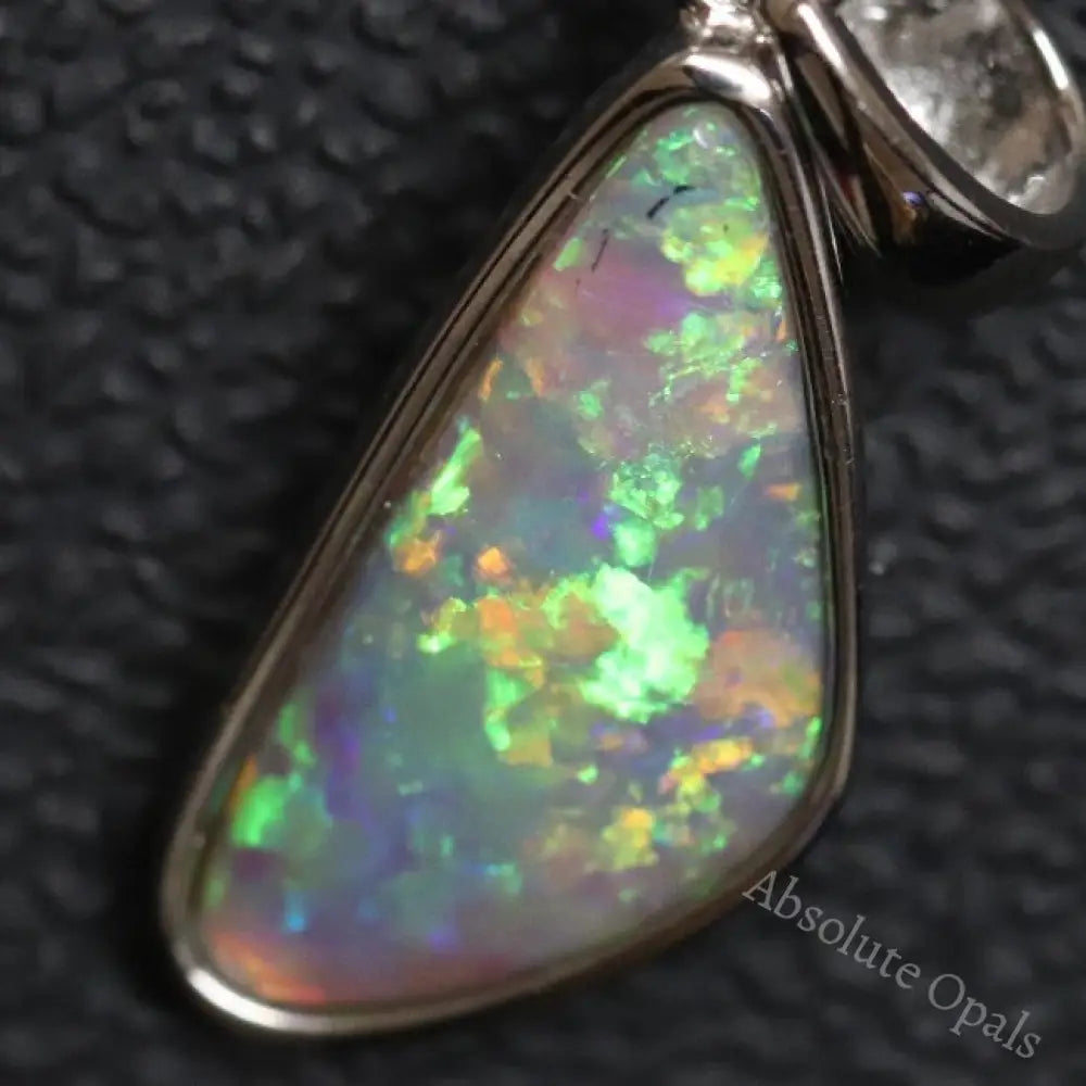 1.17 G Australian Lightning Ridge Solid Semi-Black Opal Pendant Silver L 25.8 Mm Jewellery