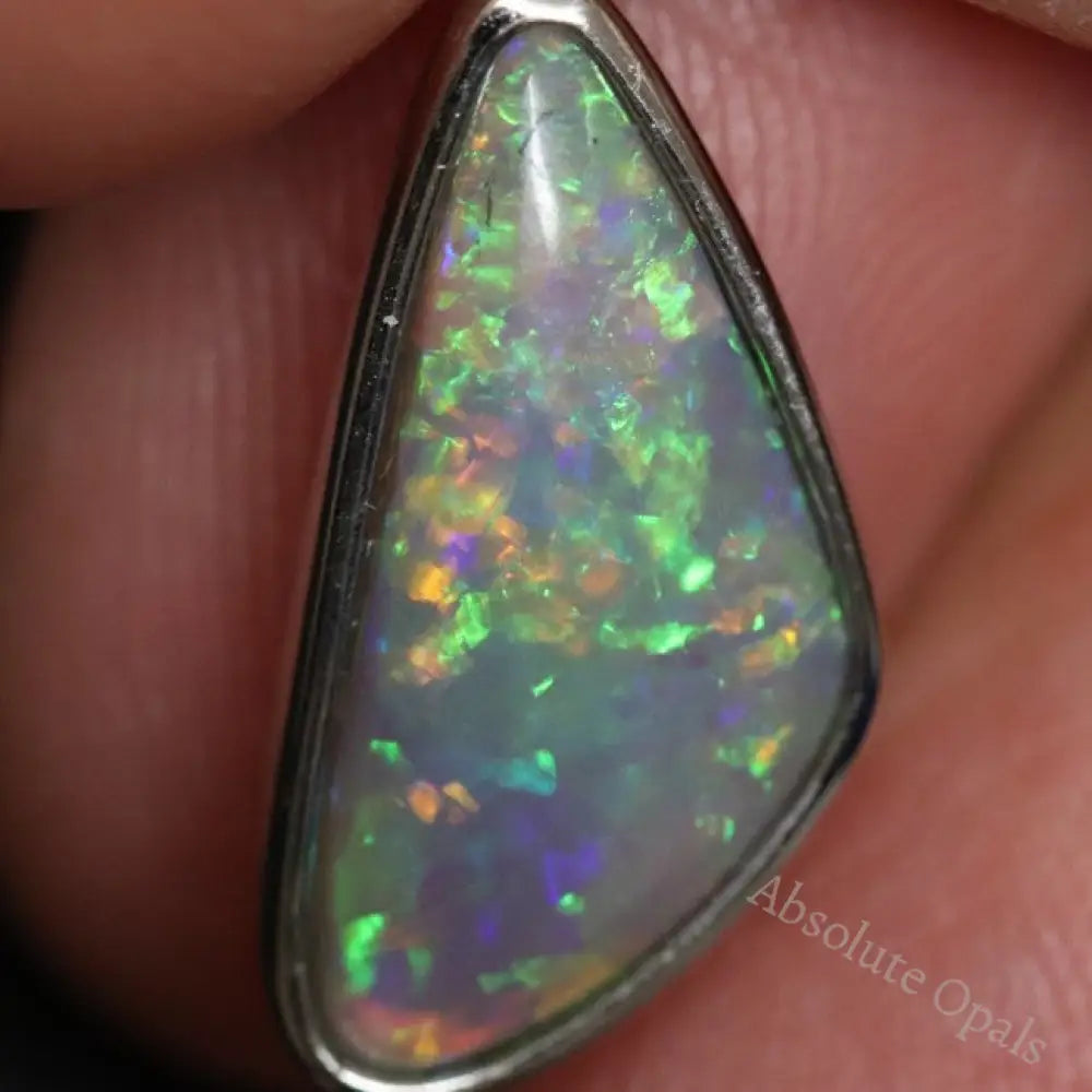 1.17 G Australian Lightning Ridge Solid Semi-Black Opal Pendant Silver L 25.8 Mm Jewellery