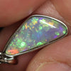 1.17 G Australian Lightning Ridge Solid Semi-Black Opal Pendant Silver L 25.8 Mm Jewellery