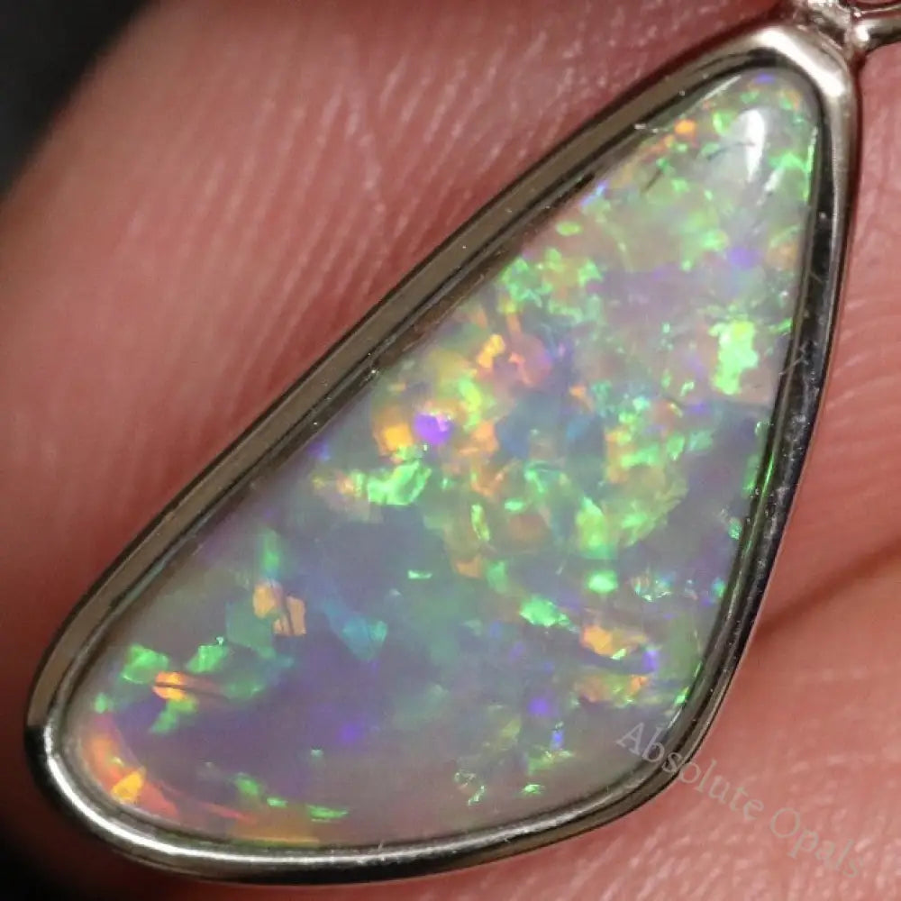 1.17 G Australian Lightning Ridge Solid Semi-Black Opal Pendant Silver L 25.8 Mm Jewellery