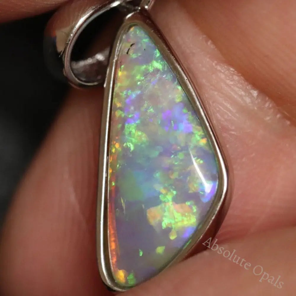 1.17 G Australian Lightning Ridge Solid Semi-Black Opal Pendant Silver L 25.8 Mm Jewellery