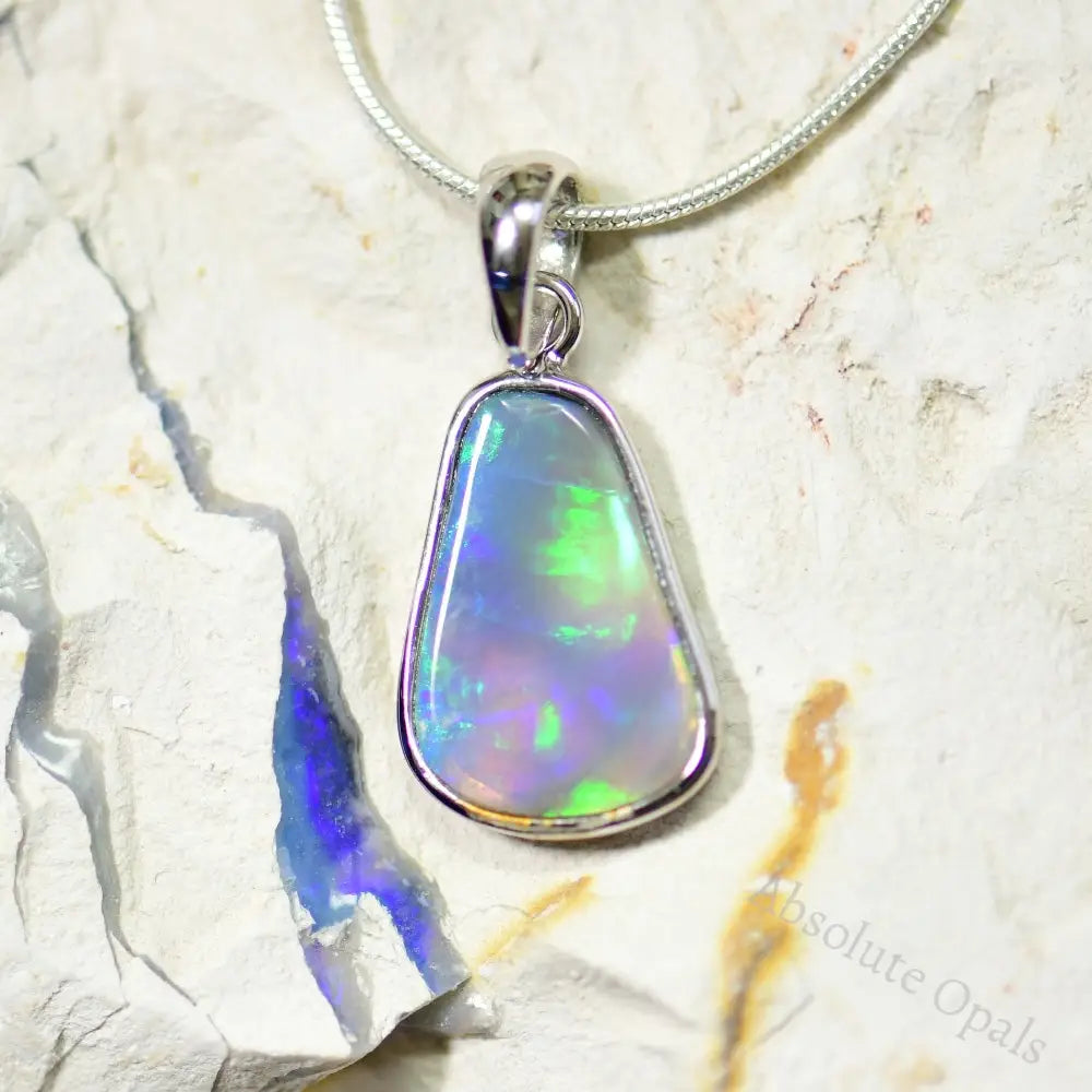 Australian Lightning Ridge Solid Opal Pendant Silver