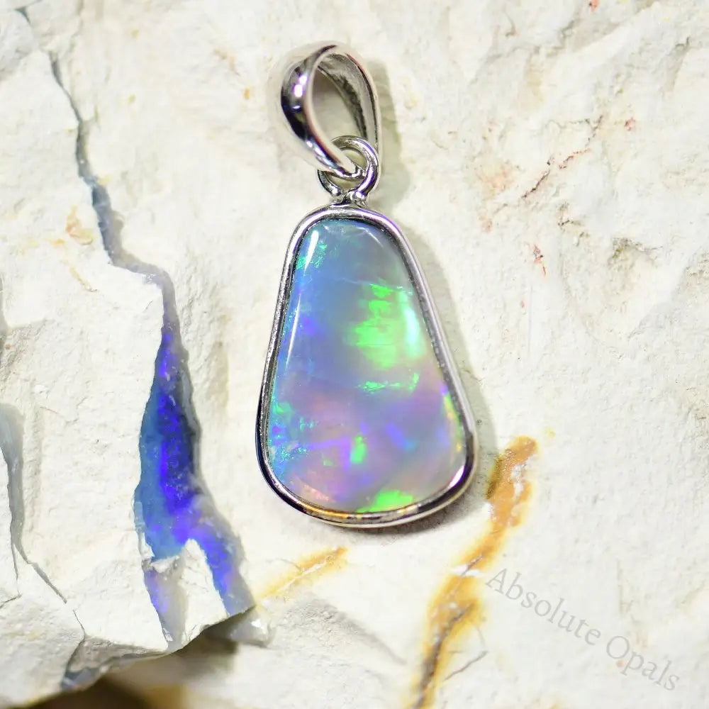 Australian Lightning Ridge Solid Opal Pendant Silver