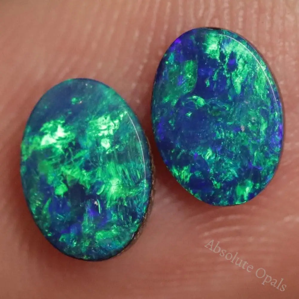 1.23 Cts Australian Opal Doublet Stone Cabochon 2Pcs